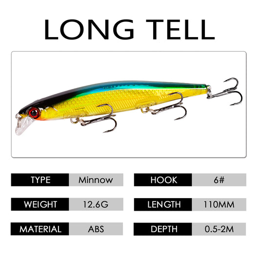 Señuelo Láser Minnow Crankbait – 11 cm, 13 g, Triple Anzuelo #6