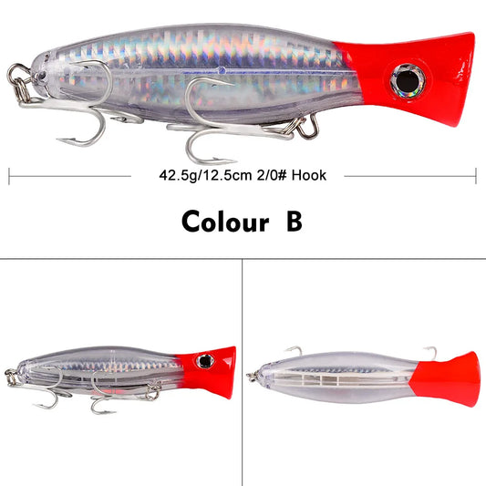Señuelo Popper PRO BEROS 12.5 cm – 43g Flotante para Pesca en Superficie