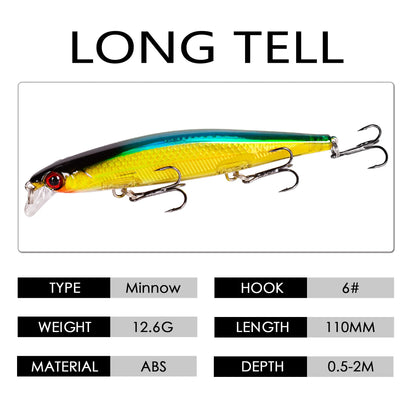 Señuelo Láser Minnow Crankbait – 11 cm, 13 g, Triple Anzuelo #6