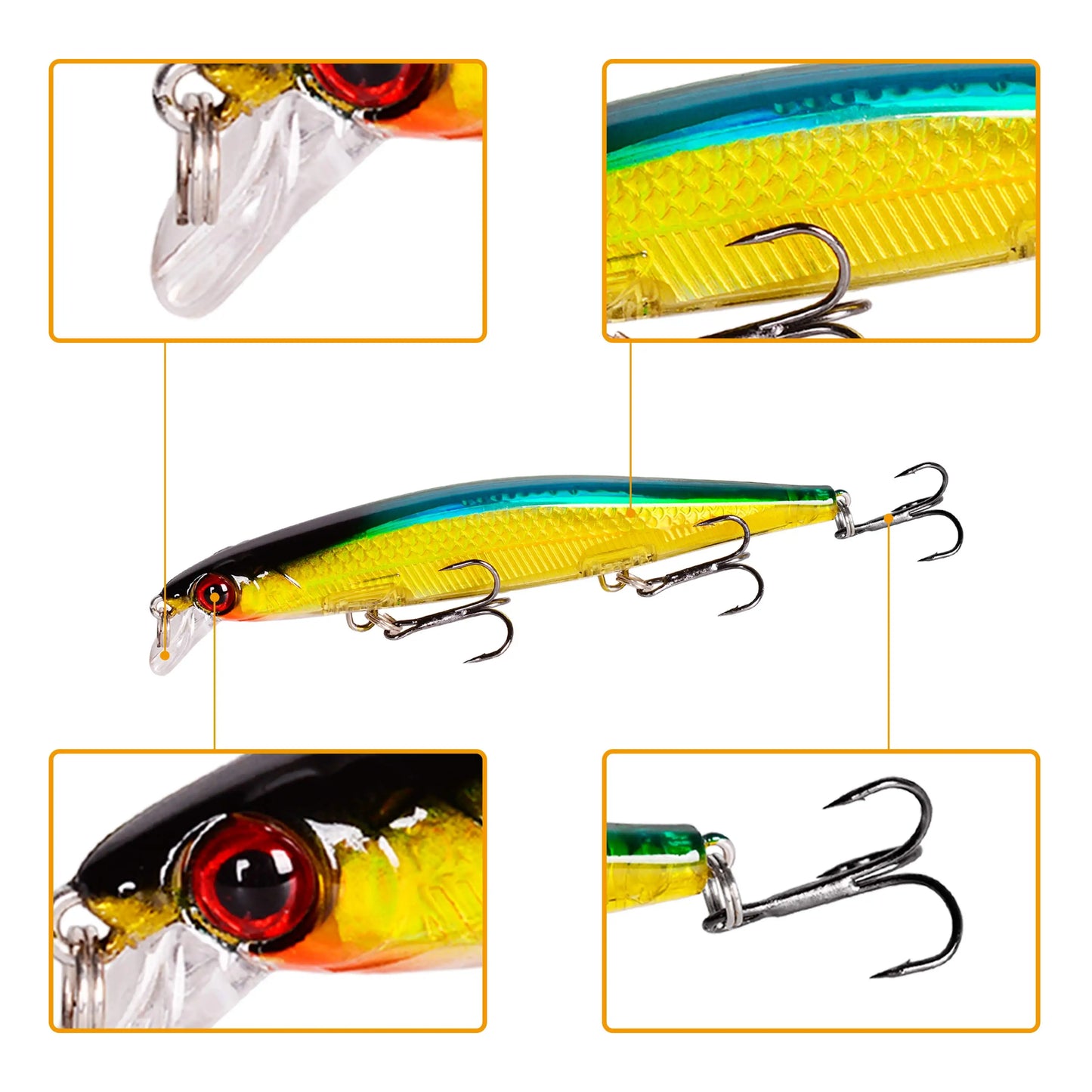 Señuelo Láser Minnow Crankbait – 11 cm, 13 g, Triple Anzuelo #6