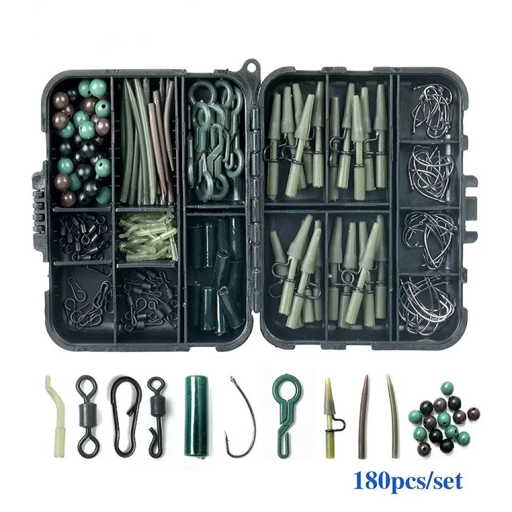 Kit de Pesca para Carpa – Piezas con Caja Compacta | Accesorios Antienredo y Terminal Tackle