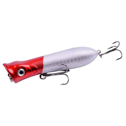 Señuelo Popper Flotante 8cm – 11g, Triple Anzuelo #6, Sonajero Interno