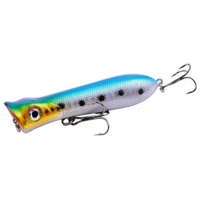 Señuelo Popper Flotante 8cm – 11g, Triple Anzuelo #6, Sonajero Interno