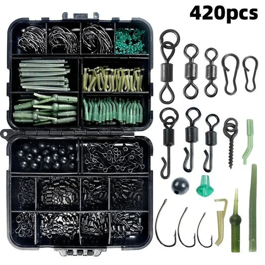 Kit de Pesca para Carpa – Piezas con Caja Compacta | Accesorios Antienredo y Terminal Tackle