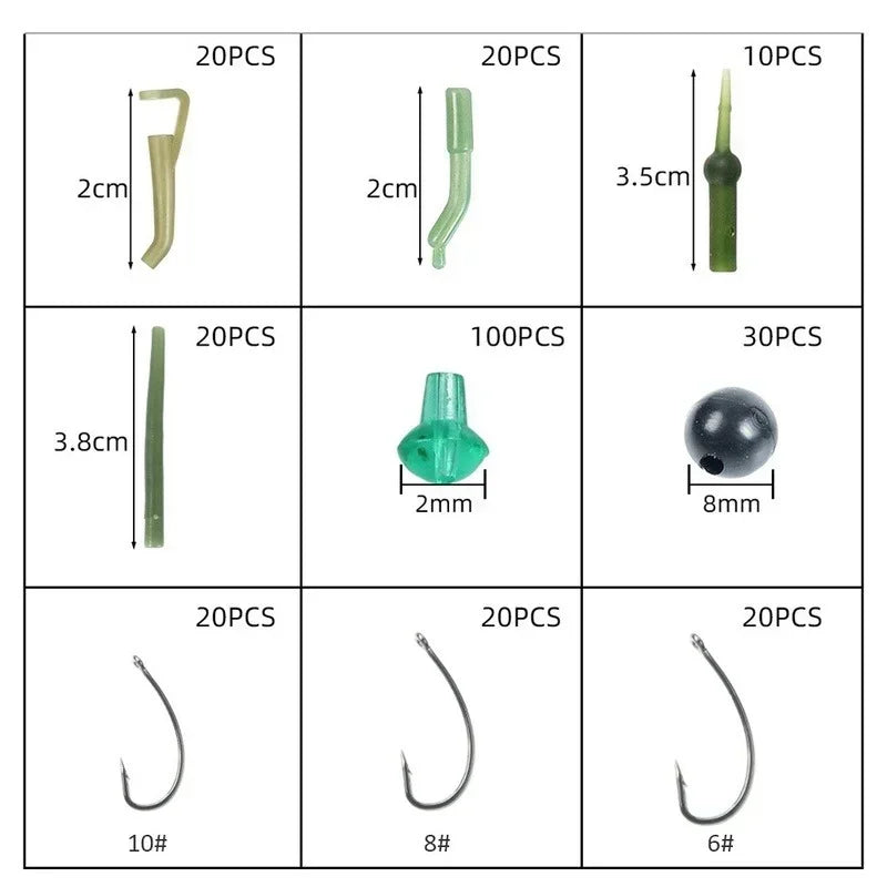 Kit de Pesca para Carpa – Piezas con Caja Compacta | Accesorios Antienredo y Terminal Tackle