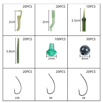 Kit de Pesca para Carpa – Piezas con Caja Compacta | Accesorios Antienredo y Terminal Tackle