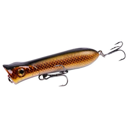 Señuelo Popper Flotante 8cm – 11g, Triple Anzuelo #6, Sonajero Interno